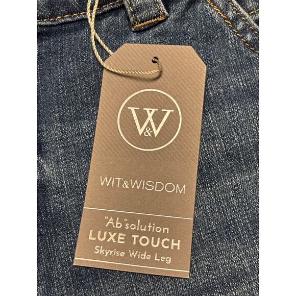 Wit & Wisdom NWT Luxe Touch Ab' Solution Sky Rise Wide Leg Jeans Size 8 Frayed - Picture 7 of 8